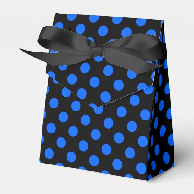 Blue and black polka dots favor boxes (Front Side)