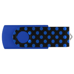 Blue and black polka dots flash drive