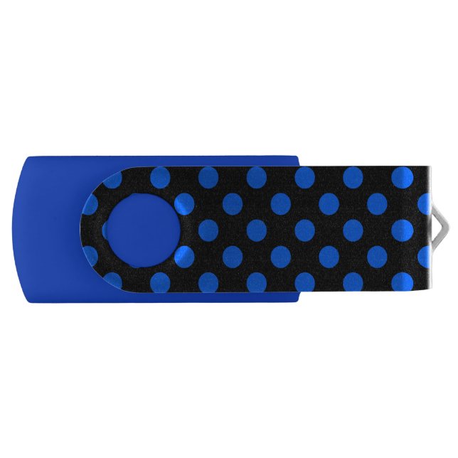 Blue and black polka dots flash drive (Front)