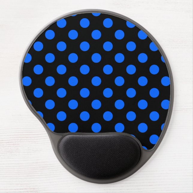 Blue and black polka dots gel mouse pad (Front)