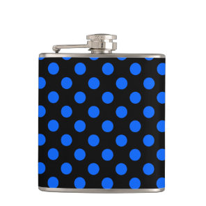 Blue and black polka dots hip flask