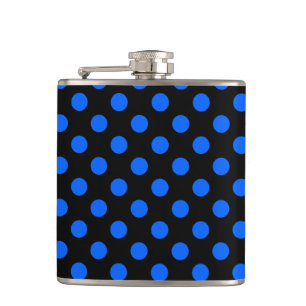 Blue and black polka dots hip flask
