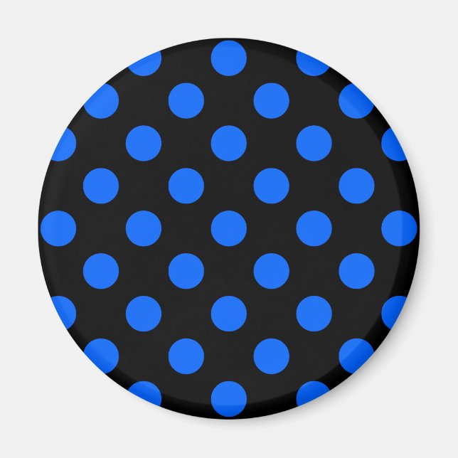 Blue and black polka dots magnet (Front)