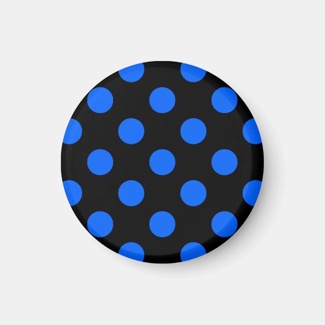 Blue and black polka dots magnet (Front)