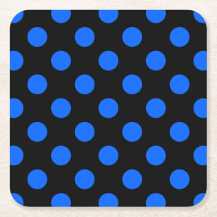 Blue and black polka dots square paper coaster
