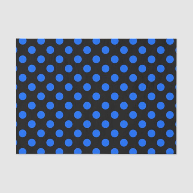 Blue and black polka dots tissue paper (Front)