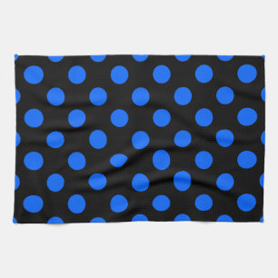 Blue and black polka dots towel