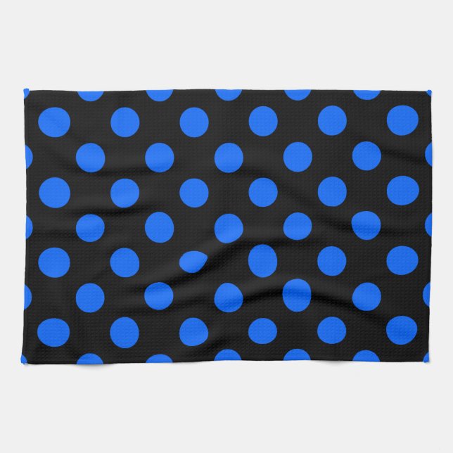 Blue and black polka dots towel (Horizontal)