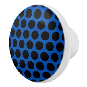 Blue and Black Polka Dotted Ceramic Knob