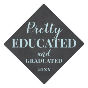 Blue and Black Pretty Educated Graduated Graduation Cap Topper