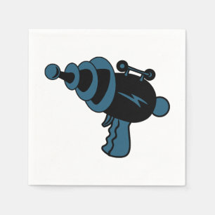 Blue and Black Retro Laser Gun Napkins
