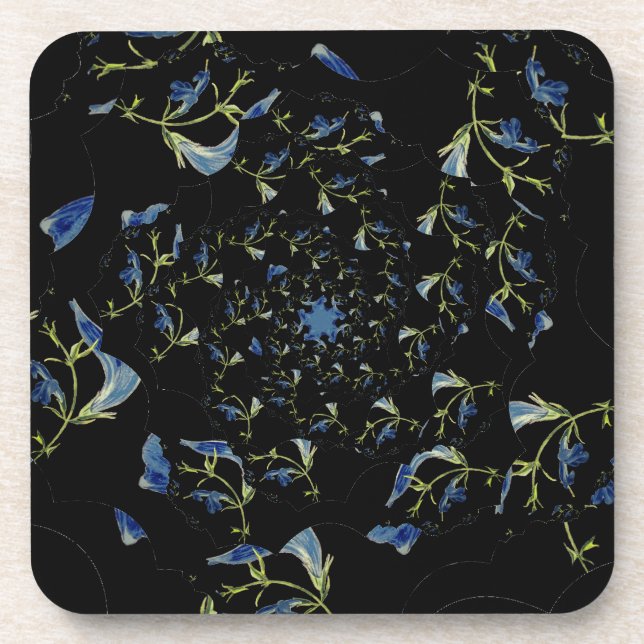 Blue and black Sage fractal art Beverage Coaster (Front)