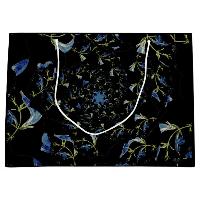 Blue and black Sage fractal art Large Gift Bag (Front)