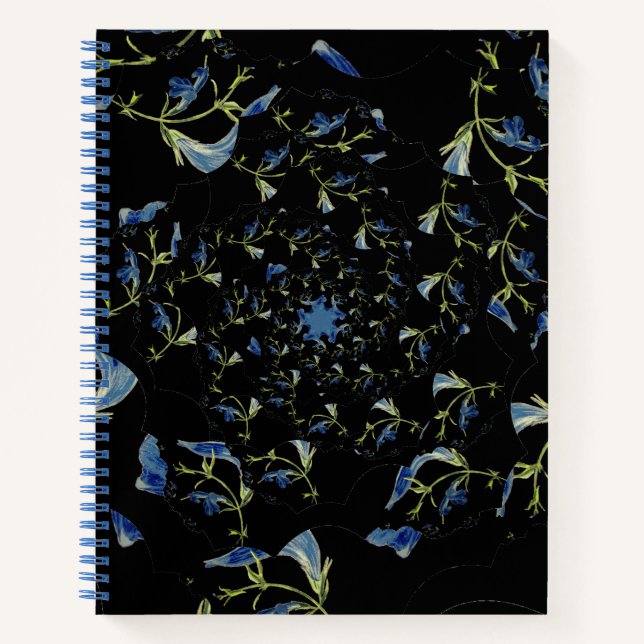 Blue and black Sage fractal art Notebook (Front)