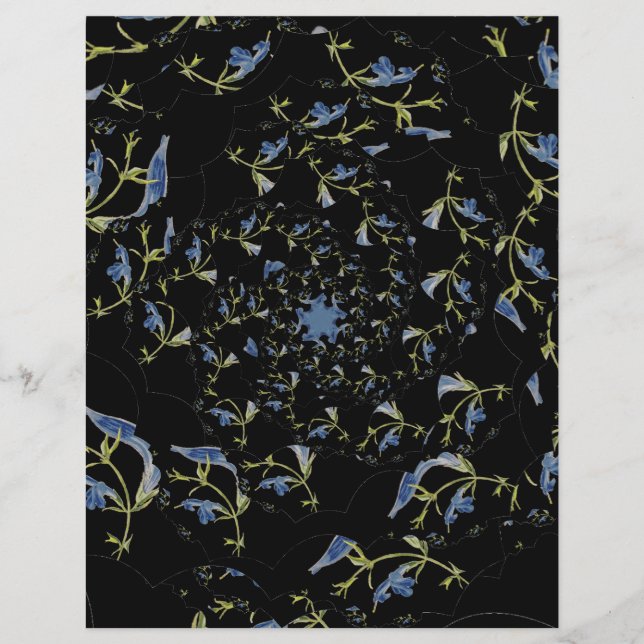 Blue and black Sage fractal art Scrapbook paper (Front)