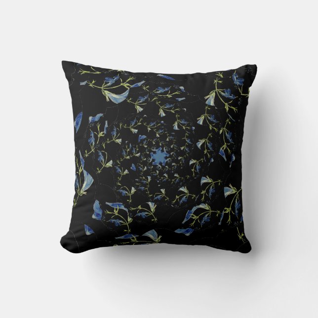 Blue and black Sage fractal art Throw Pillow (Front)