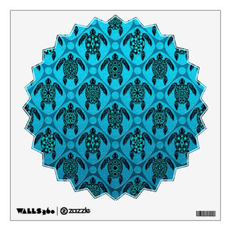 Blue and Black Sea Turtle Pattern Wall Decal