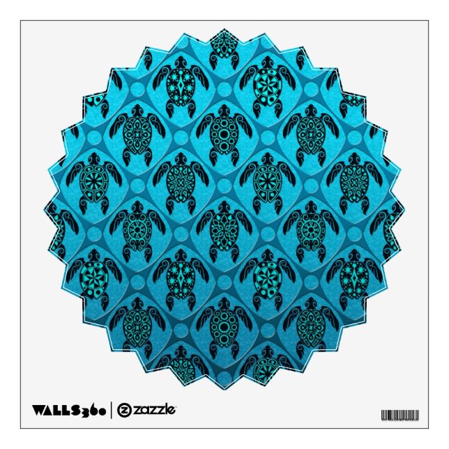 Blue and Black Sea Turtle Pattern Wall Decal (Front)
