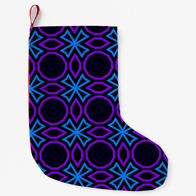 Blue and black seamless pattern with simple geomet small christmas stocking (Front)