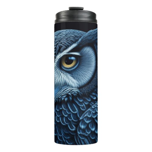 Blue and Black Serious Owl  Thermal Tumbler