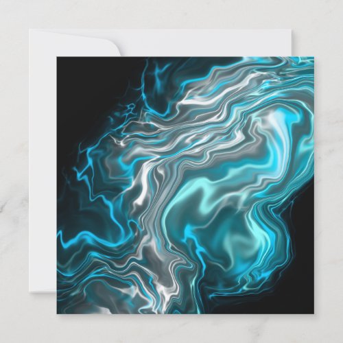 Blue and Black Silky Satin Digital Art Thank You Card