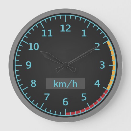 Blue and Black Speedometer Large Clock