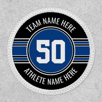 Blue And Black Sports Jersey Custom Name Number Patch by MyRazzleDazzle at Zazzle