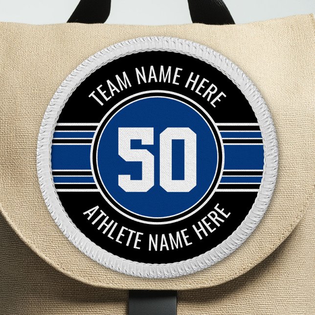 Blue and Black Sports Jersey Custom Name Number Patch (Custom Patch)