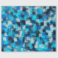blue and black square pattern abstract backgrounda wrapping paper | Zazzle