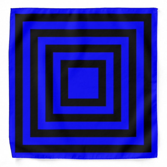 Blue and Black Square Stripes Bandana (Front)
