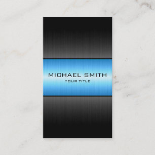 Blue and Black Stainless Steel Metal Business Card