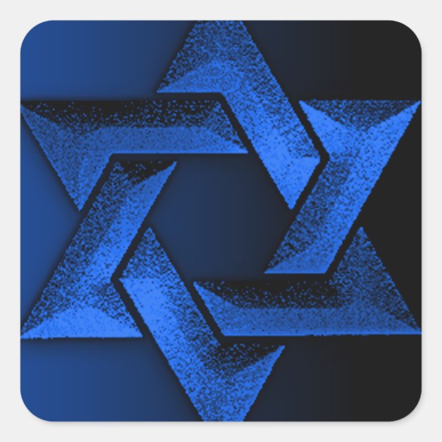 Blue and Black Star of David Square Sticker (Front)