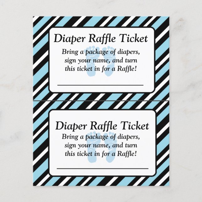 Blue and Black Striped Baby Shower Raffle Ticket Flyer (Front)