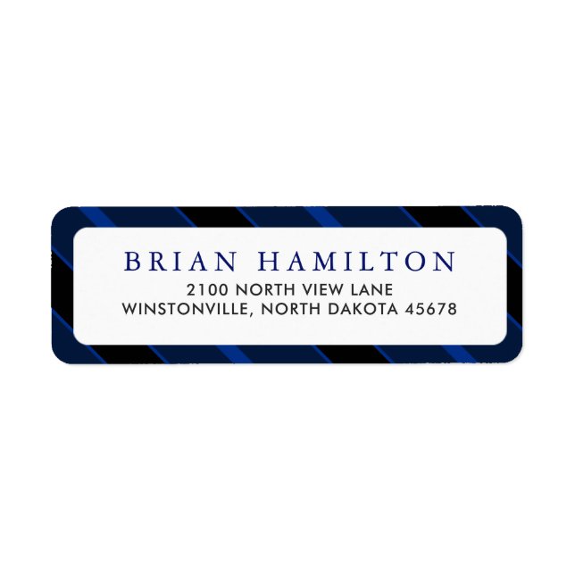 Blue and Black Stripes | Return Address Label (Front)