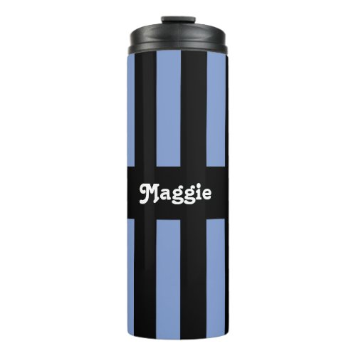 Blue and Black Stripes Thermal Tumbler