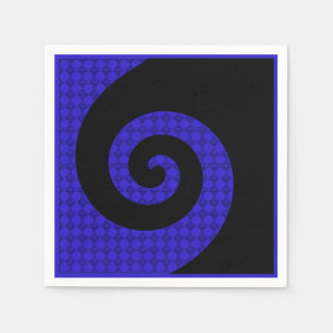 Blue and Black Swirl Pattern Napkins
