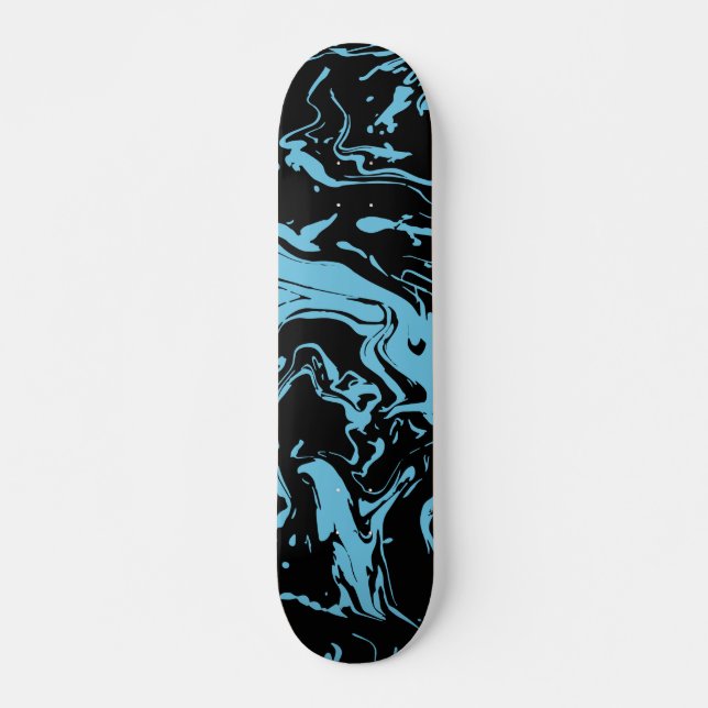 Blue and Black Swirls Skateboard (Front)