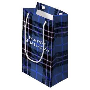 Blue and Black Tartan Plaid Small Gift Bag