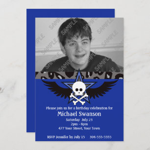 Blue and Black Teen Birthday Invitation