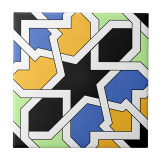 Blue and black tile 02 of geometry morisca in