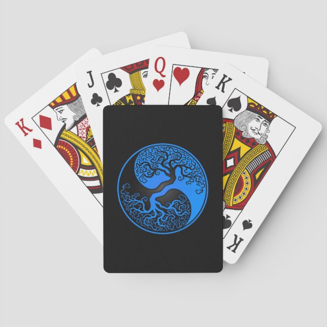 Blue and Black Tree of Life Yin Yang Poker Cards (Back)