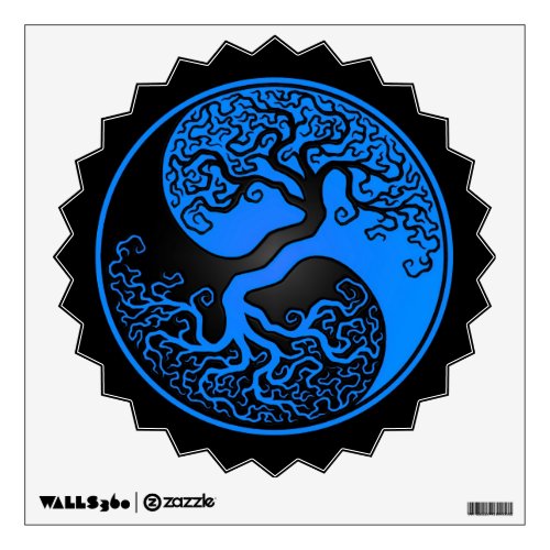 Blue and Black Tree of Life Yin Yang Wall Decal