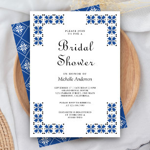 Blue and Black Ukrainian Embroidery Bridal Shower Invitation