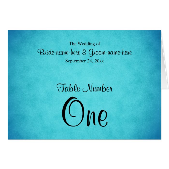 Blue and Black Wedding Table Number Card