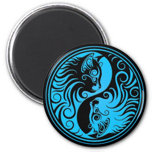 Blue and Black Yin Yang Kittens Magnet