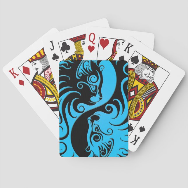 Blue and Black Yin Yang Kittens Poker Cards (Back)