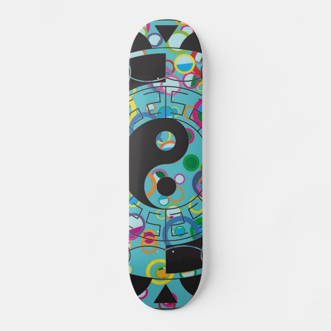 Blue And Black Yin Yang Symbol Skateboard Deck (Front)