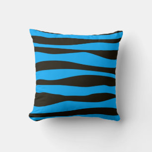 Blue and Black Zebra Print Throw Pillow