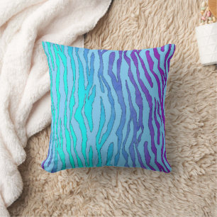  blue and black zebra print  throw pillow