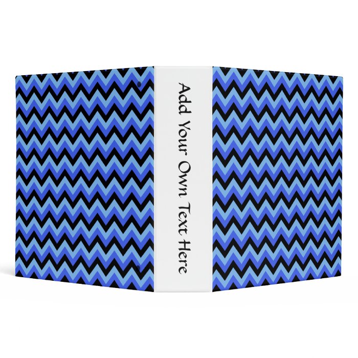 Blue and Black Zig zag Stripes. 3 Ring Binder